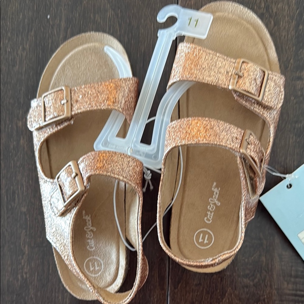NWT Cat and Jack Reagan Rose Gold Flat Sandals with Velcro closure